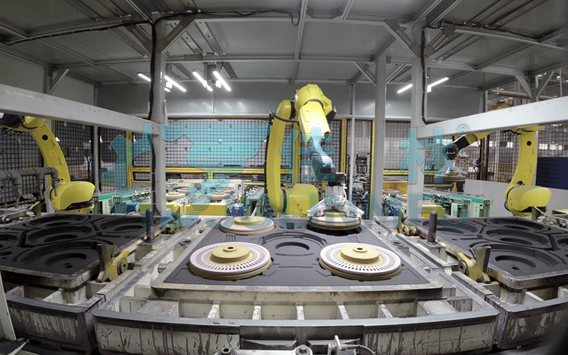 剎車(chē)盤(pán)視覺(jué)機(jī)器人工作站（3臺(tái)機(jī)器人協(xié)同）